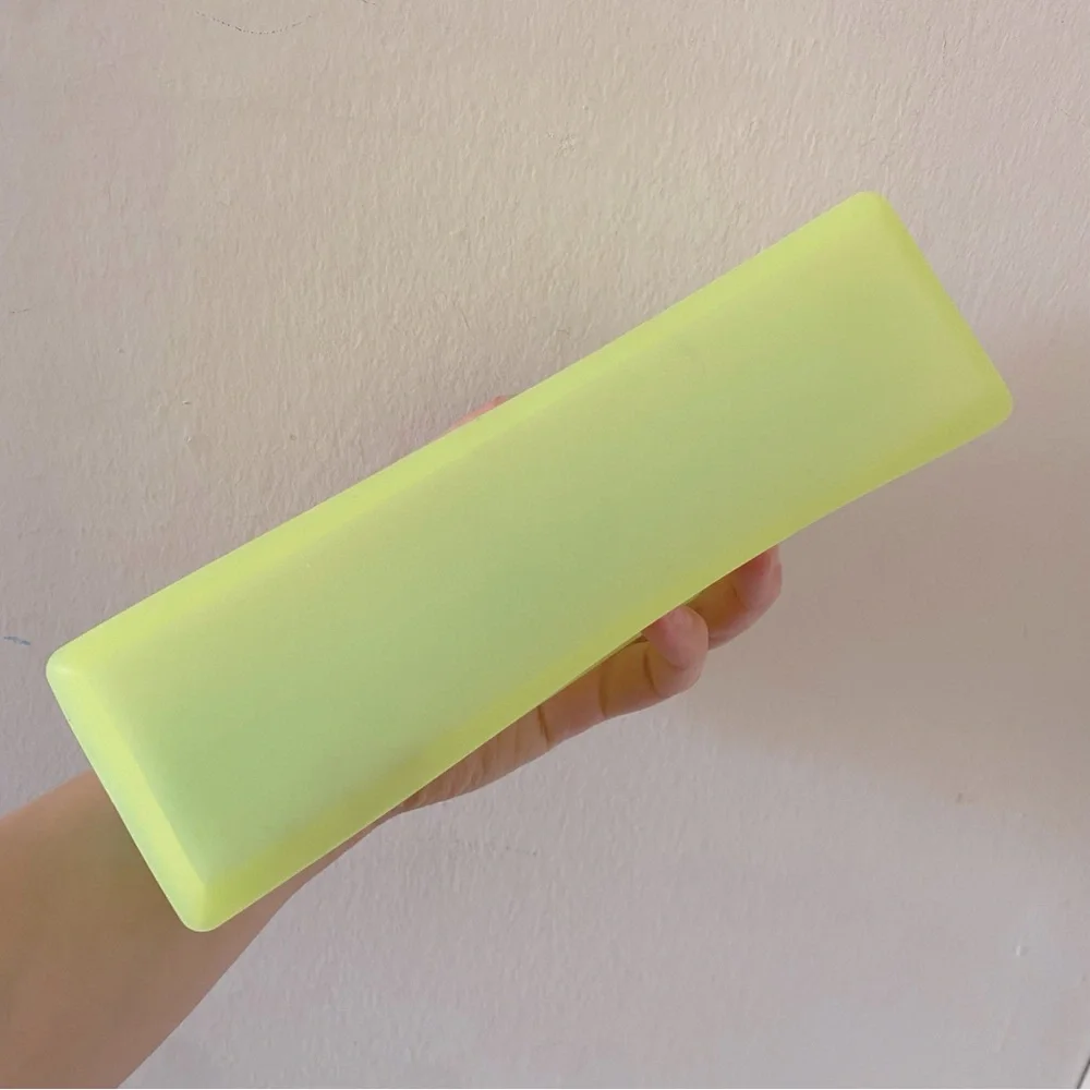 Yellow Silicon Pencil Case with Blue Zipper